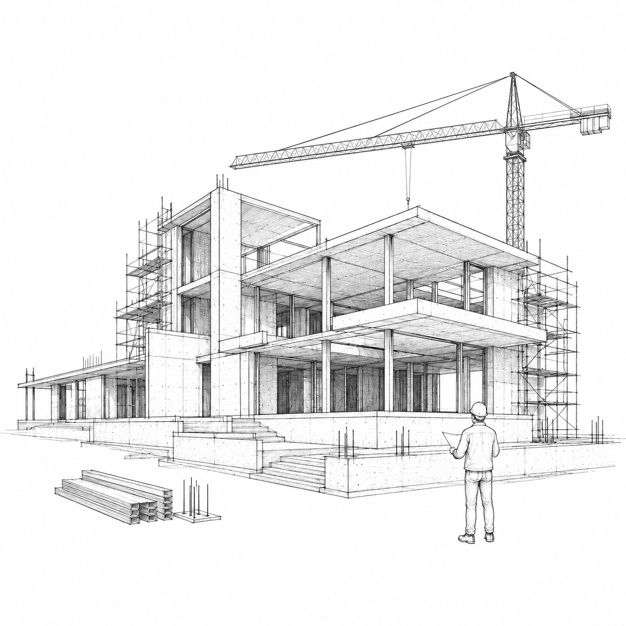 Construction and supervision illustration