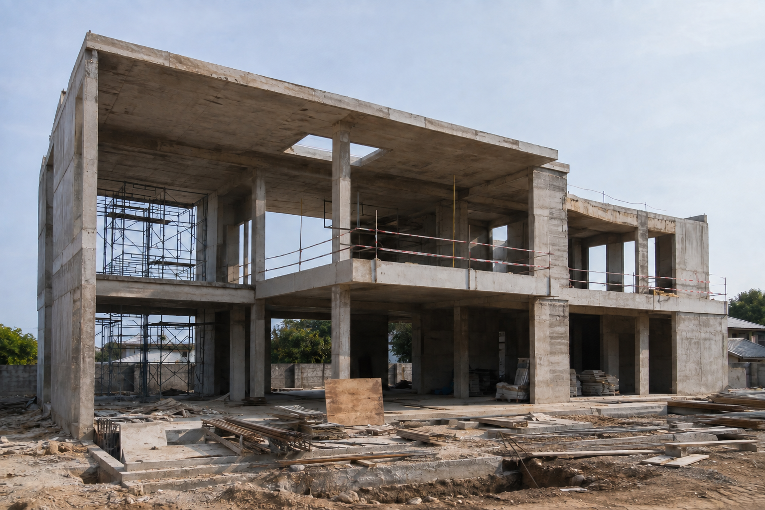 Villa concrete structure under construction